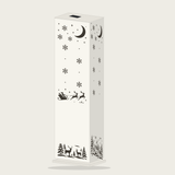 White steel Christmas luminary — Santa sleigh and winter village