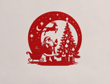Santa Sleigh Christmas Ornament Metal Sign — Christmas Red