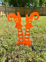 Witch Legs Metal Yard Stakes — Halloween Orange