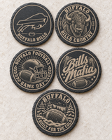 Buffalo Bills set of five different engraved slate coaster designs