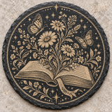 Book Club Engraved Round Slate Coaster design 3