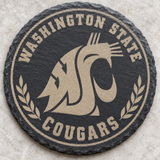 Washington State Cougars Engraved Round Slate Coaster
