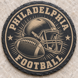 Philadelphia Eagles engraved slate coaster — Philadelphia helmet and football
