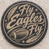 Philadelphia Eagles engraved slate coaster — Fly Eagles Fly script