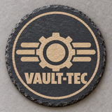 Fallout engraved slate coaster — Vault-Tec