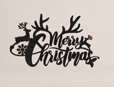 Merry Christmas Antlers and Deer Metal Sign
