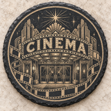 Movie Night slate coaster — Cinema facade