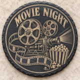 Movie Night Engraved Round Slate Coaster