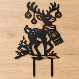 Christmas Reindeer Metal Garden Stake with Scarf and Hanging Ornaments