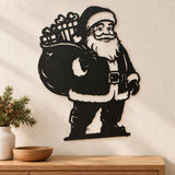 Santa Claus with Gift Sack Metal Christmas Wall Art
