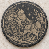 santa engraved slate coaster design 2