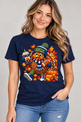Seattle Fall Turkey design on a blue Gildan T-shirt