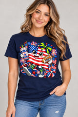 Seattle Fourth of July Flag design on a blue Gildan T-shirt