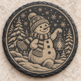 snowman engraved slate coaster design 2