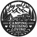 Personalized Camping Cruising Loving Metal Sign