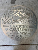 Uncoated view of the same personalized camping sign