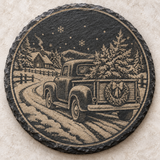 truck engraved slate coaster design 3