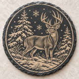 Standing buck Winter Deer slate coaster