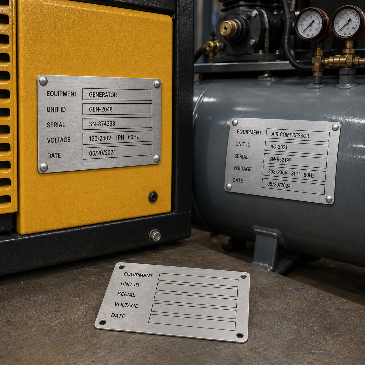 J Fab custom equipment identification plates