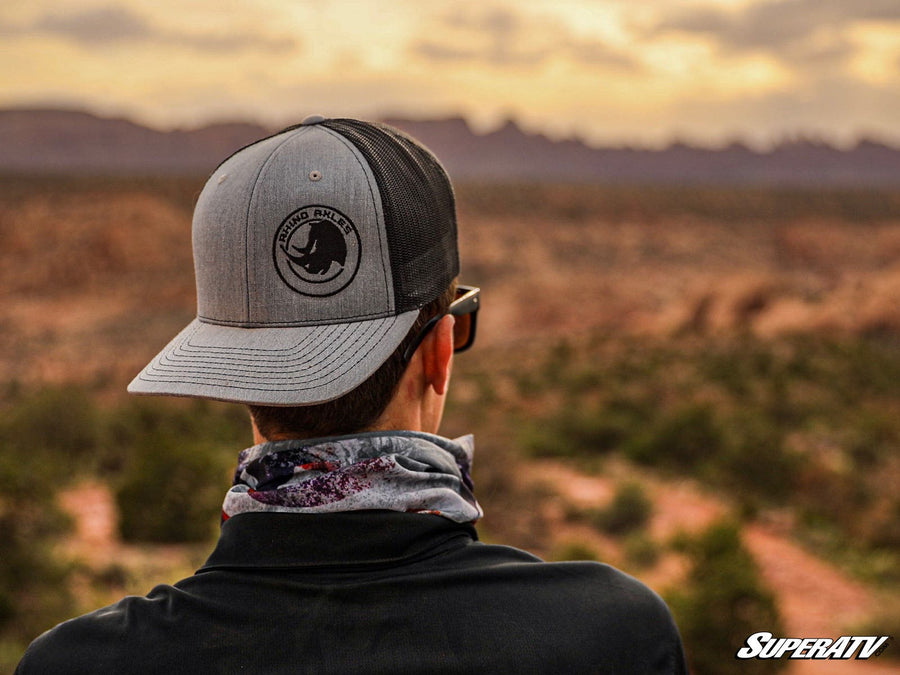 Gray and Black Rhino Axles Trucker Hat