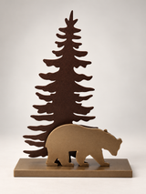 Bear and Pine Tree Metal Tabletop Decor — all-metal product rendering