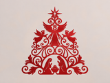 Angels and Nativity Christmas Tree Metal Sign — Christmas Red