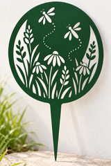 Firefly Wildflower Meadow Metal Garden Stake — Forest Green
