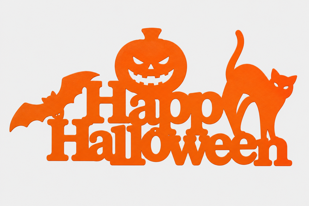 Happy Halloween Metal Sign — Halloween Orange