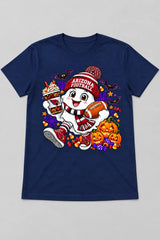 Flat view of the Arizona Halloween football ghost blue Gildan T-shirt