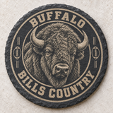 Buffalo Bills engraved slate coaster — Bison portrait