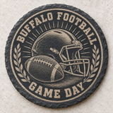 Buffalo Bills engraved slate coaster — Buffalo helmet and football