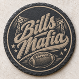Buffalo Bills engraved slate coaster — Bills Mafia script