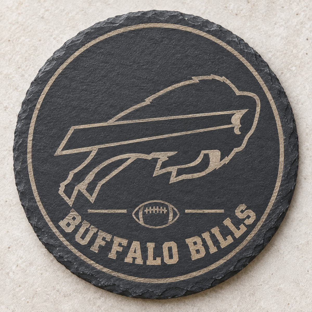 Buffalo Bills engraved round slate coaster