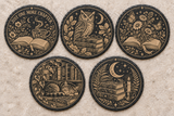 Book Club Engraved Round Slate Coaster set of five different designs