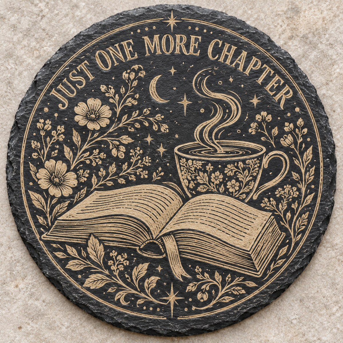 Book Club Engraved Round Slate Coaster