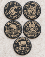Washington State Cougars set of five different engraved slate coaster designs