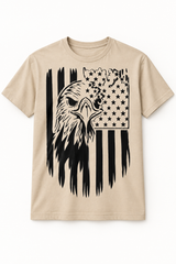 Eagle American flag sand T-shirt, front studio view
