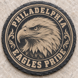 Philadelphia Eagles engraved slate coaster — Bald eagle portrait