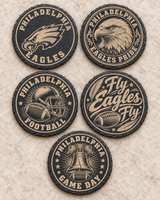 Philadelphia Eagles set of five different engraved slate coaster designs