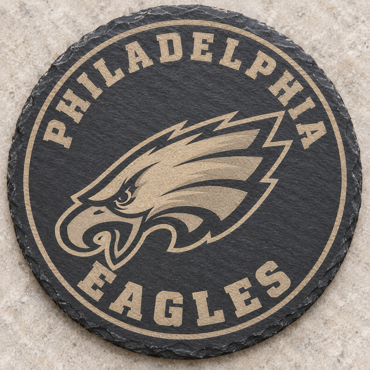 Philadelphia Eagles engraved round slate coaster