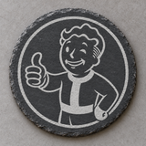 Fallout engraved slate coaster — Vault Boy