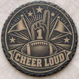 Game Day slate coaster — Cheer Loud foam finger
