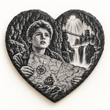 Goonies Mikey design on an engraved heart slate coaster