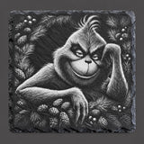 Grinch Engraved Square Slate Coasters — 5 - Pine frame