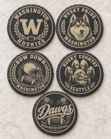 Washington Huskies set of five different engraved slate coaster designs