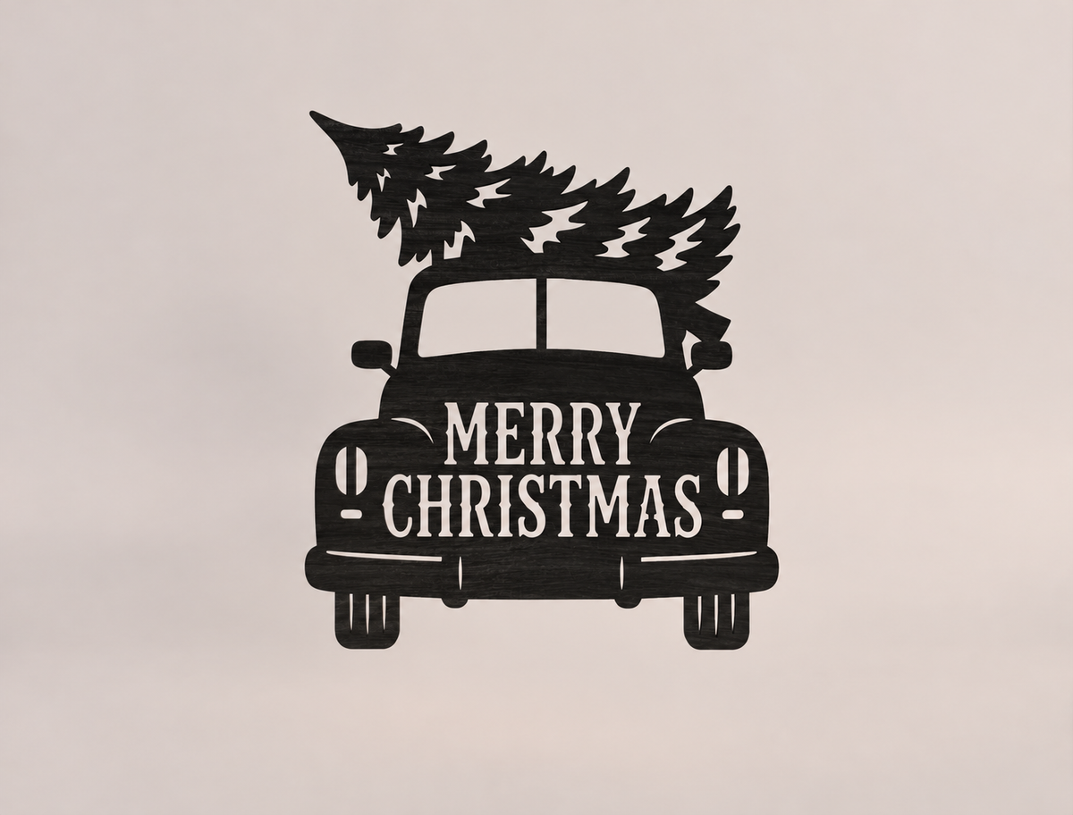 Merry Christmas Vintage Truck Metal Sign