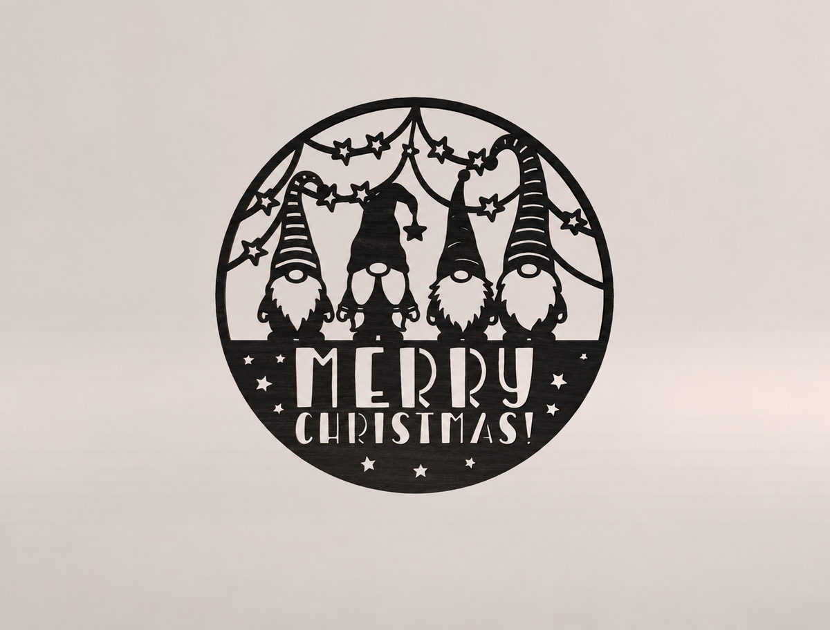 Merry Christmas Gnomes Metal Sign