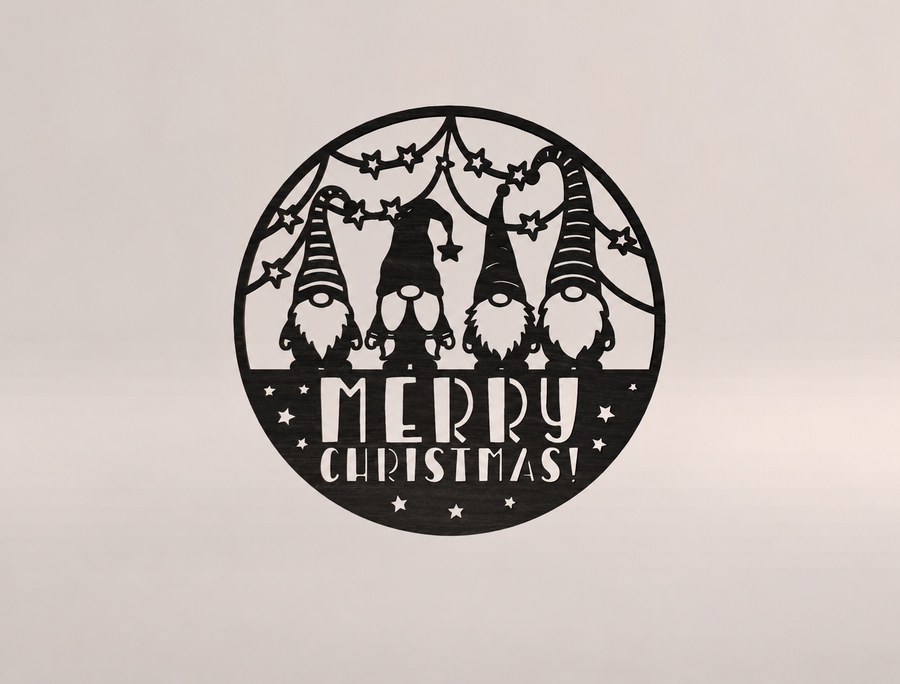 Merry Christmas Gnomes Metal Sign