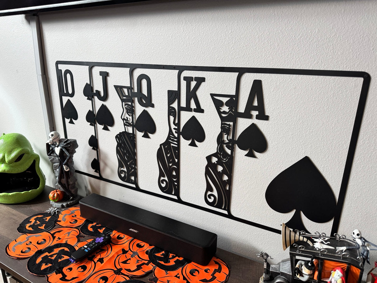 Royal Flush Spades Metal Wall Art