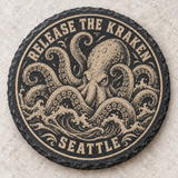 Seattle Kraken engraved slate coaster — Kraken sea creature